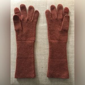 EUC Portolano Rusty Pink Thick Knit Cashmere Gloves w Tech Fingers